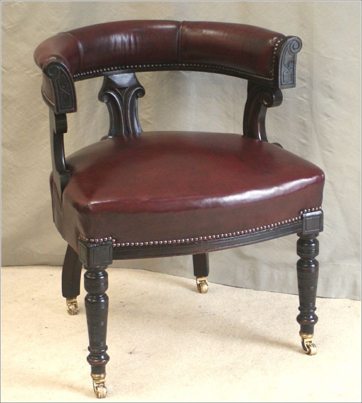 9052 Antique Victorian Leather Desk Chair (1)